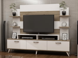 Hanah Home Diana Mueble de TV Blanco y Nogal